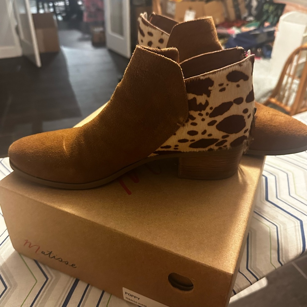 Matisse Brown and Tan Ankle Boots Real Leather
